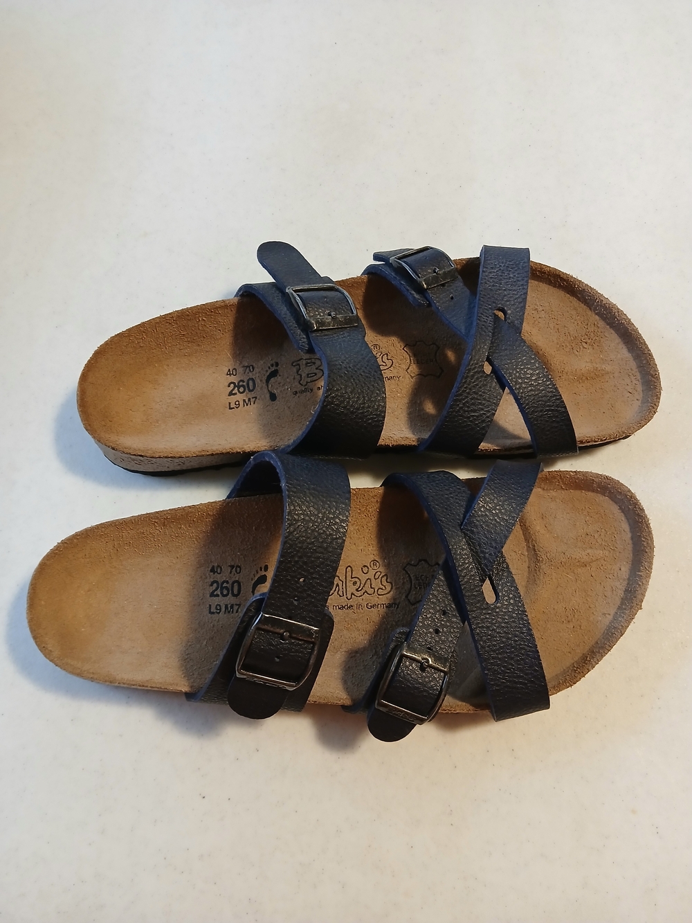 Birki's Adult Navy Blue Cross-Strap Sandals